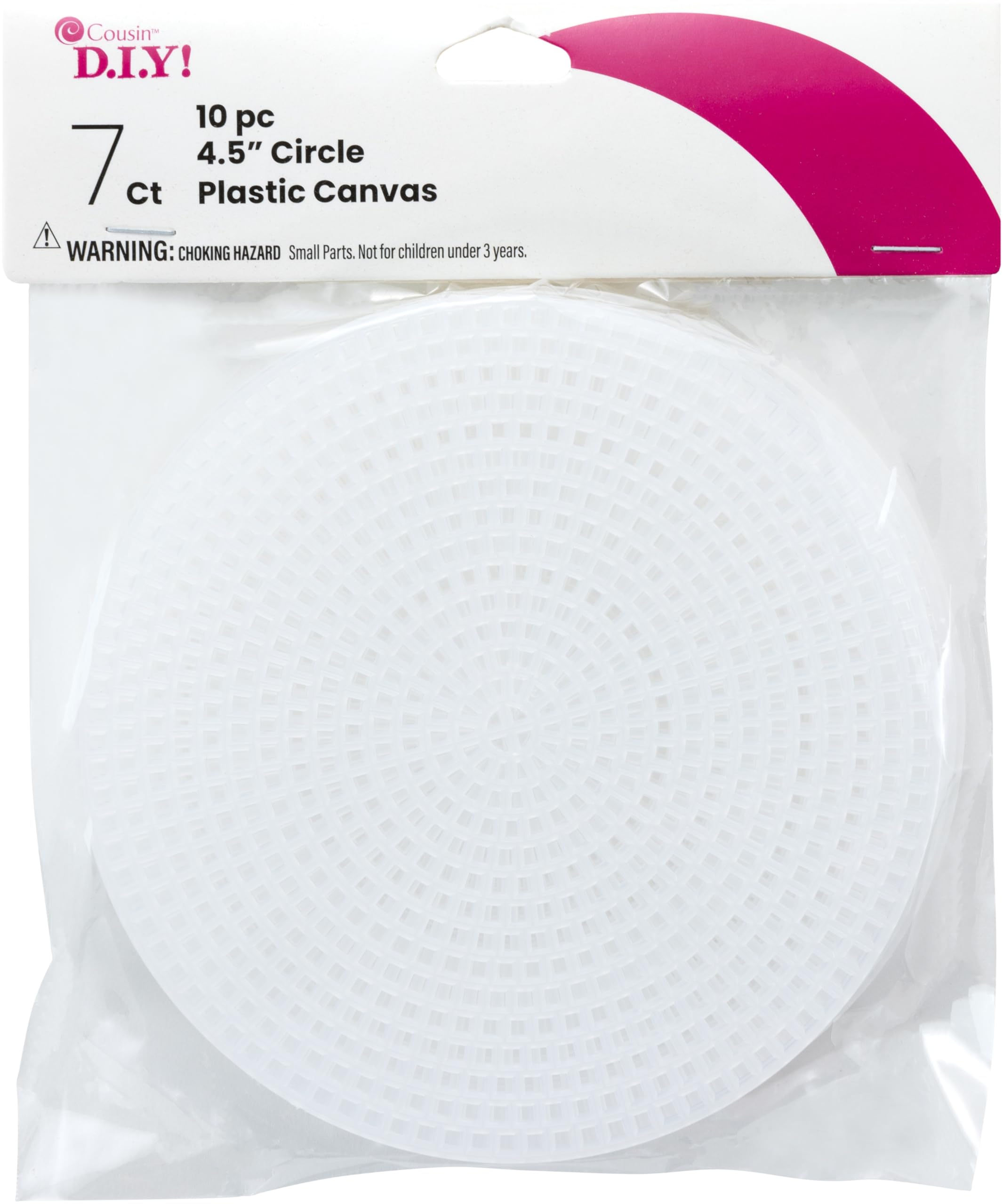 Cousin DIY Plastic Stitching Canvas Shapes 7 Holes per inch 4.5" 10/Pkg, White,40000717