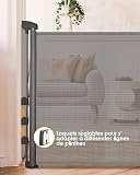 derimkcoa Barrière de Sécurité Enfant 0-180cm, Extensible et Rétractable, pour Bébé/Chien, Escaliers, Couloirs, Intérieur et Extérieur (Gris) - 5