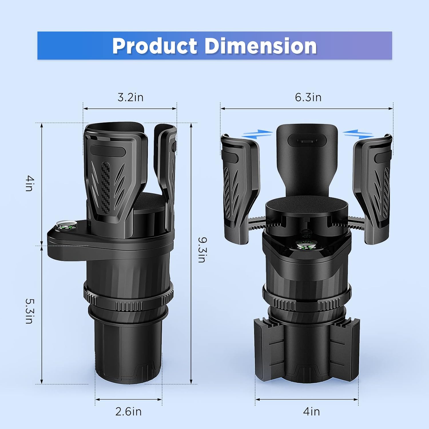 OUTXE Dual Car Cup Holder Expander, Multifunction Drink Adapter Adjustable Expandable Cupholder for Seat Automotive Auto Truck RV, Compatible with Yeti, Hydroflask 20/24/30/32/40 Oz Water Bottles : Automotive