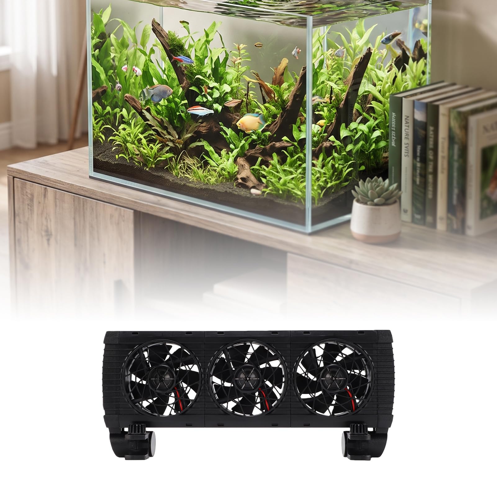 Luocute Aquarium-Kühlventilator, 3 Köpfe, 5 Geschwindigkeiten, mit Timer