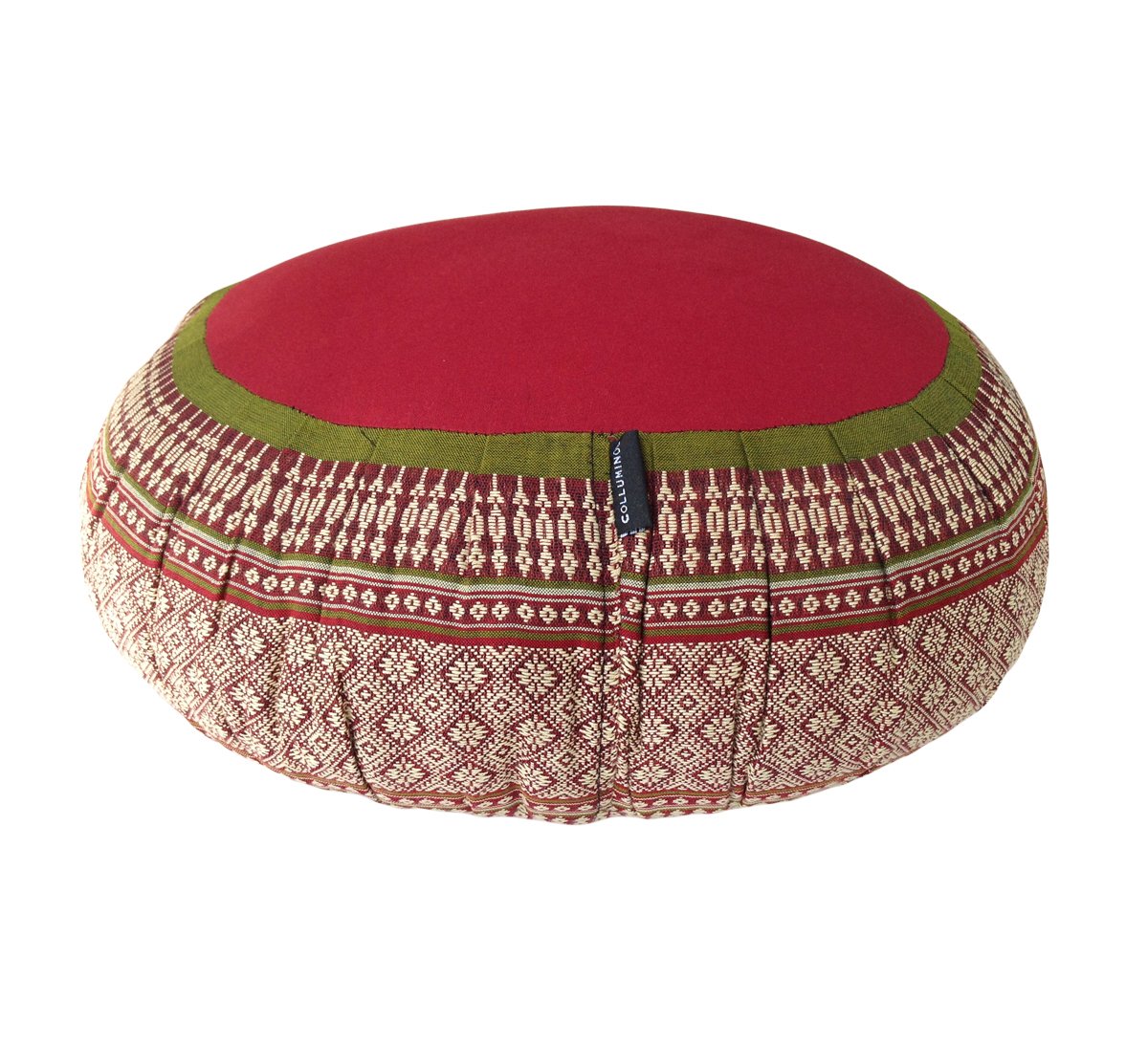 Collumino Zafu Yoga Meditation Cushion with Cotton Cover and Organic Kapok Filling (Green, Burgundy, Design B)