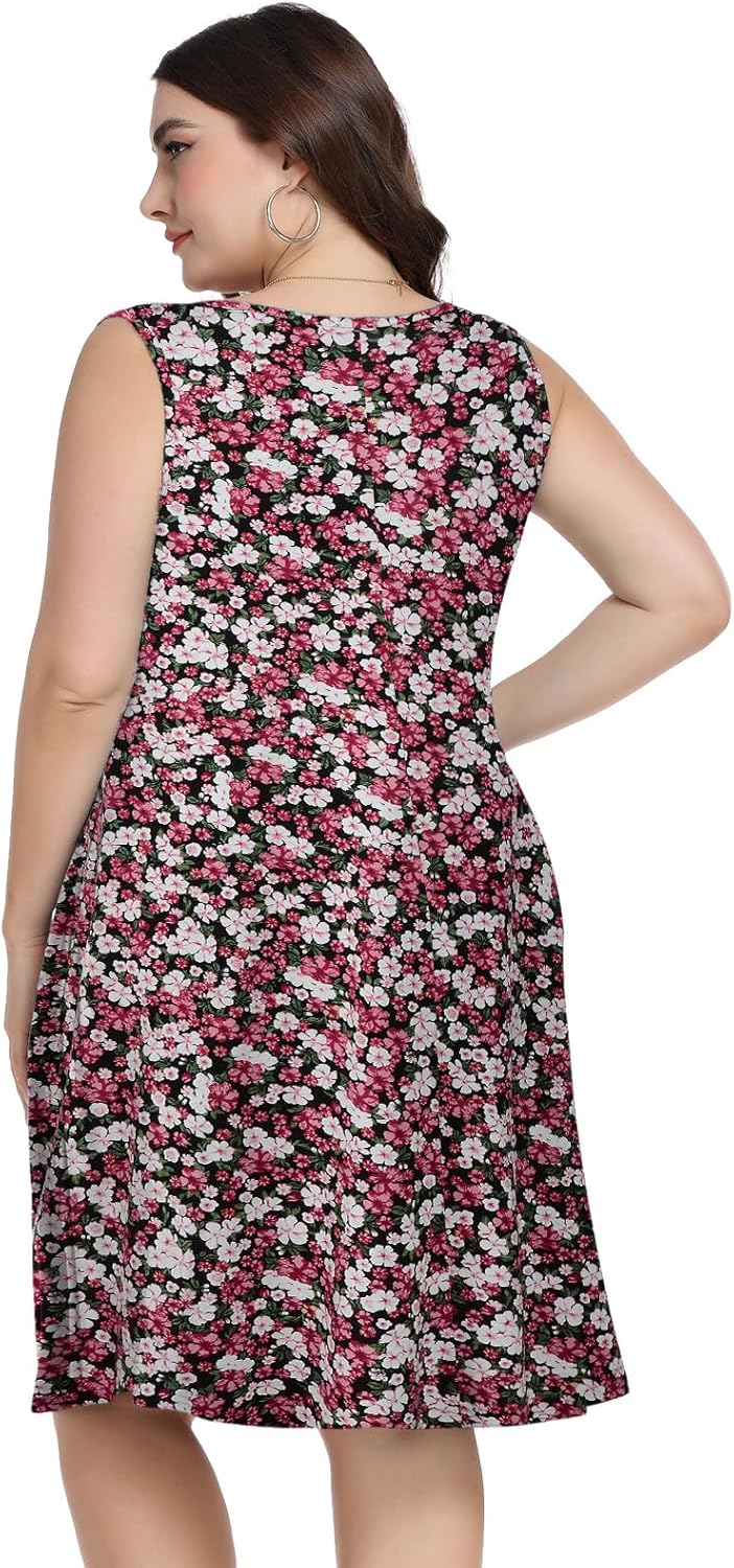 ZENNILO Women's Casual Dresses Tshirt Dresses Plus Size Summer Dresses V Neck Beach Cover Up Sundress with Pockets - Image 3