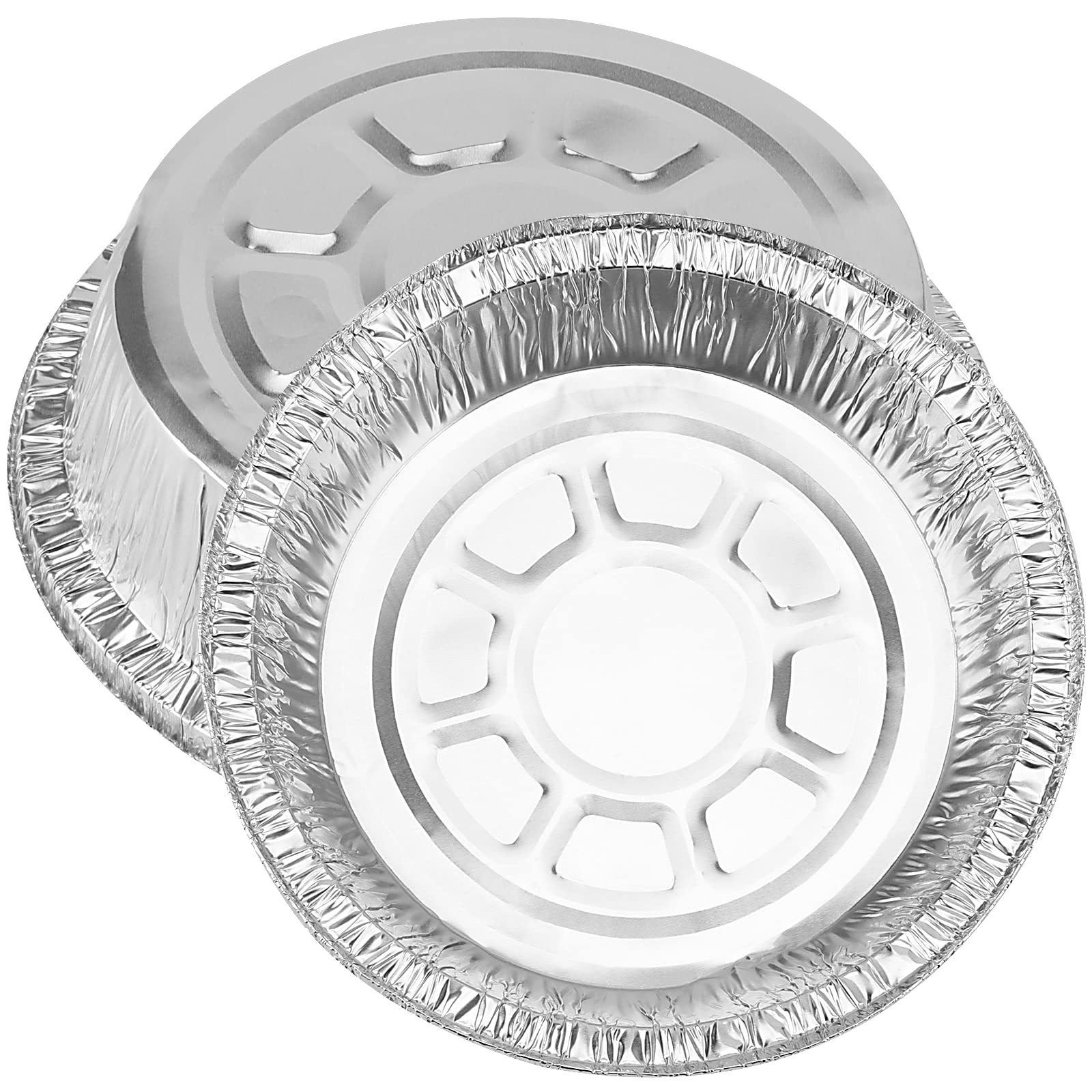 JEUIHAU Confezione da 40 vassoi rotondi in alluminio da 17,8 cm con coperchi, teglie per torte in alluminio, contenitori in alluminio per cottura, preparazione dei pasti, asporto, forno e congelatore