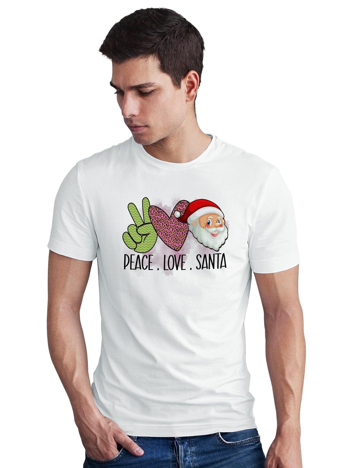 Peace Love Santa T-Shirt, Christmas Idea, Festive Apparel, Claus Shirt, Funny Xmas Tee, Graphic Peace Love Santa T-Shirt, Christmas Idea, Festive Apparel, Claus Shirt, Funny Xmas Tee, Graphic