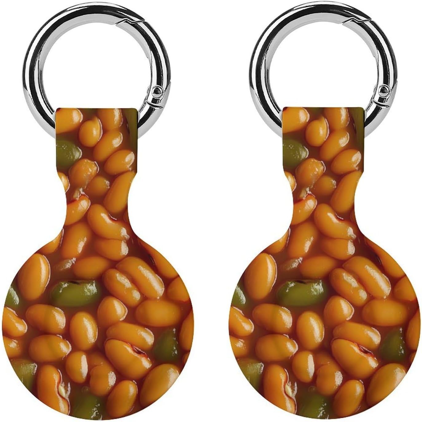 Baked Beans Food Funny Cover Compatible with AirTag Case Protector GPS Tracker Holder with Keychain