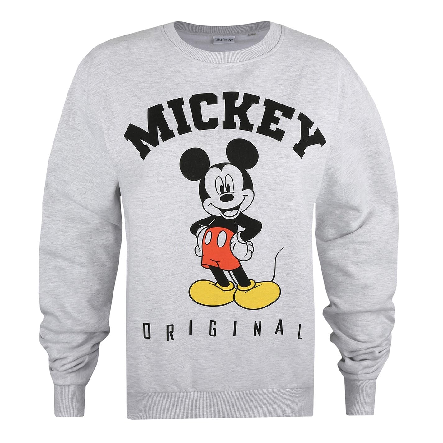 Disney Women's Mickey Mouse Hello Crew Sweatshirt in Light Grey | Size: Small