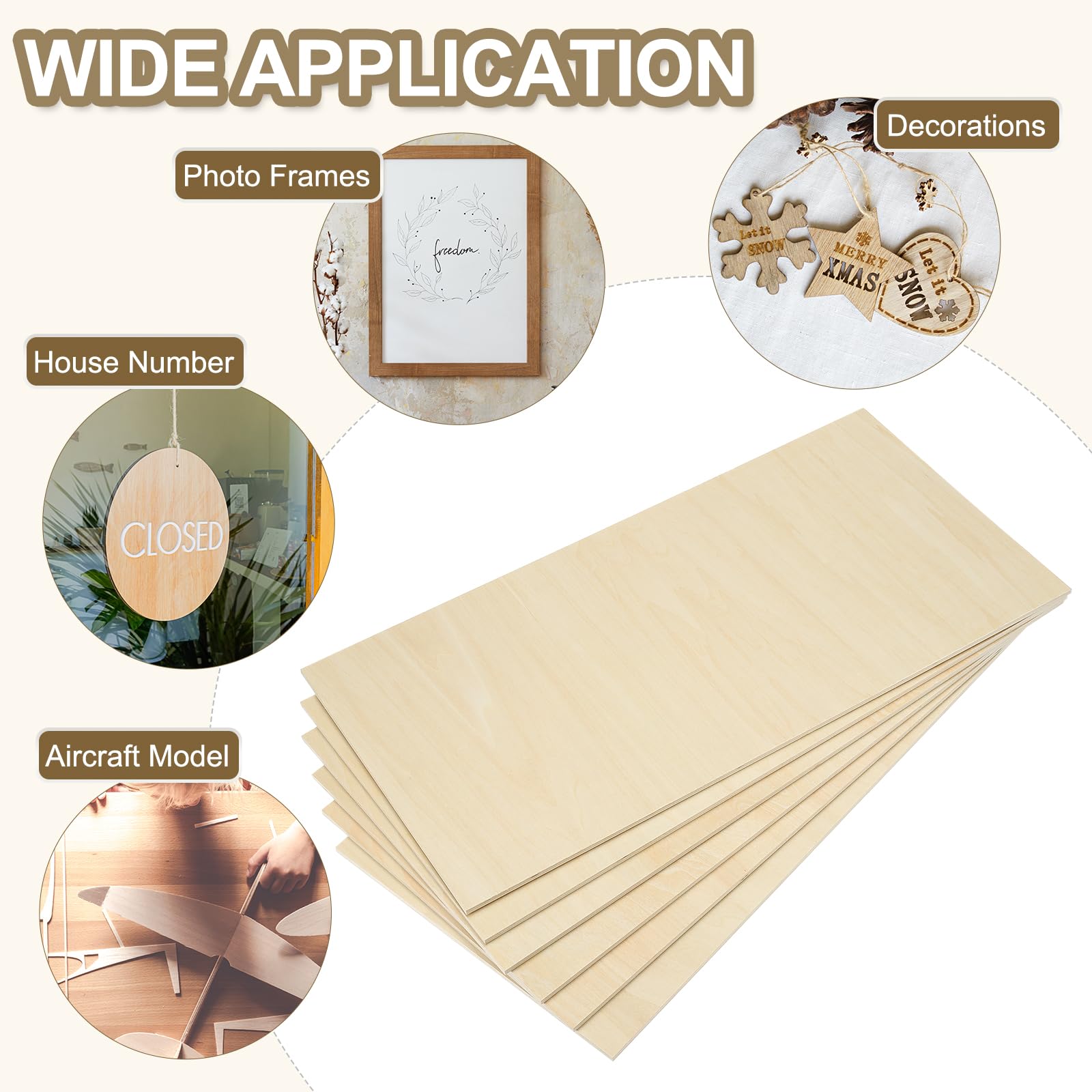 PATIKIL 12x24x1/4" Hojas De Tilo, 6 Pcs Hojas De Madera Contrachapada De 6mm Tablero De Madera De Balsa Sin Acabar Tableros De Madera Delgados Con Superficies Lisas
