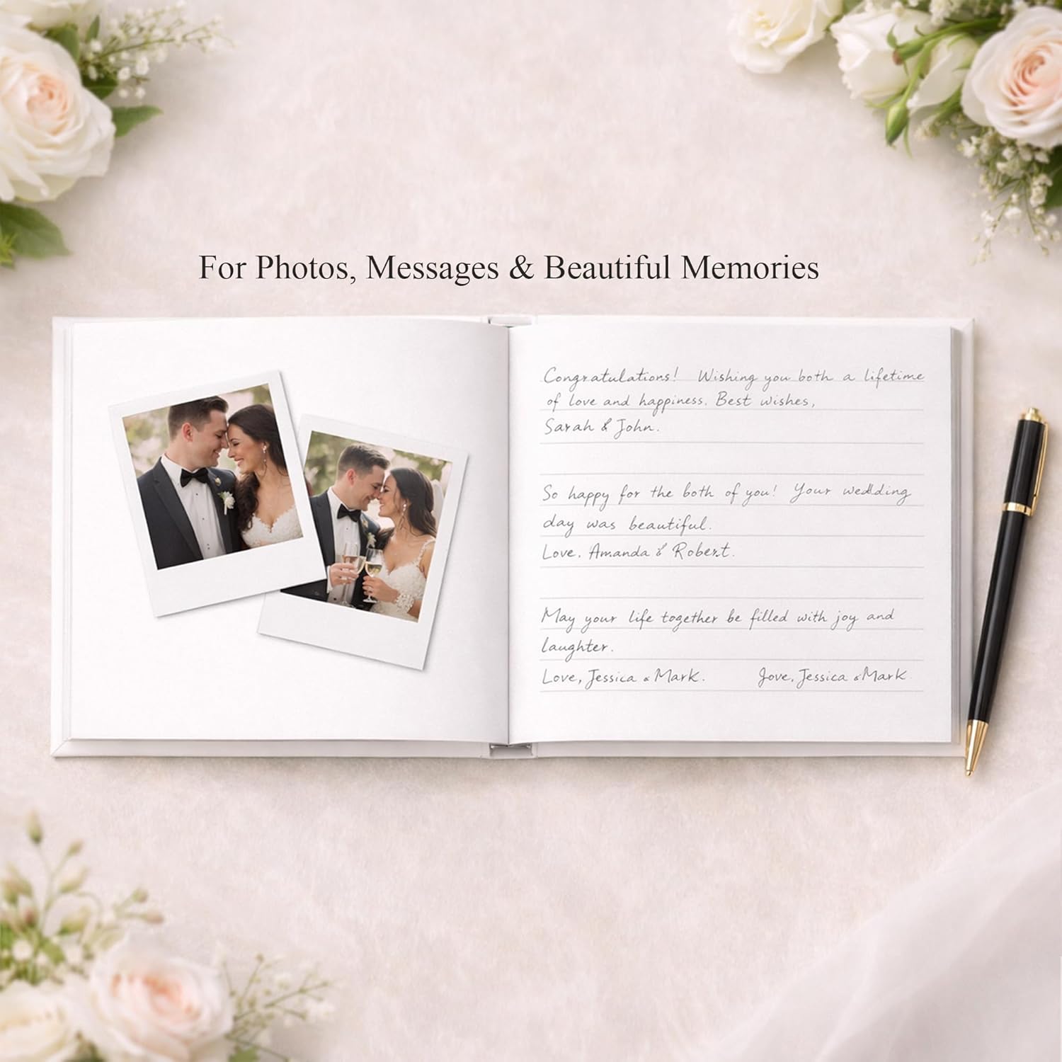 Wedding Guest Book Personalized – Guest Book Wedding Reception – Wedding Sign In Book for Guests – Hardcover Elegant Guestbook with Lines (100 Pages)