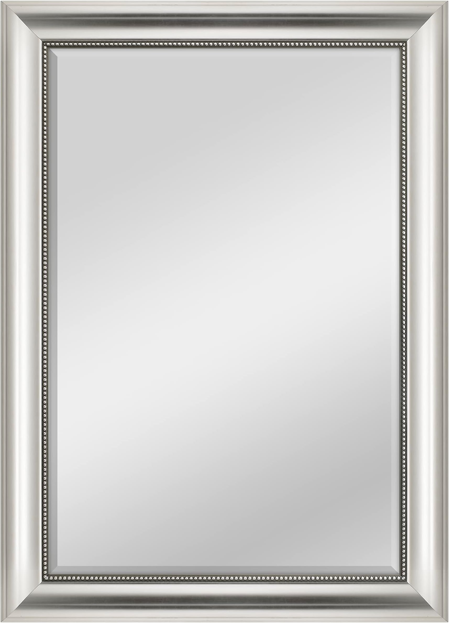 MCS Beaded Rectangular Wall Mirror, Silver, 42.3" L x 30.3" W