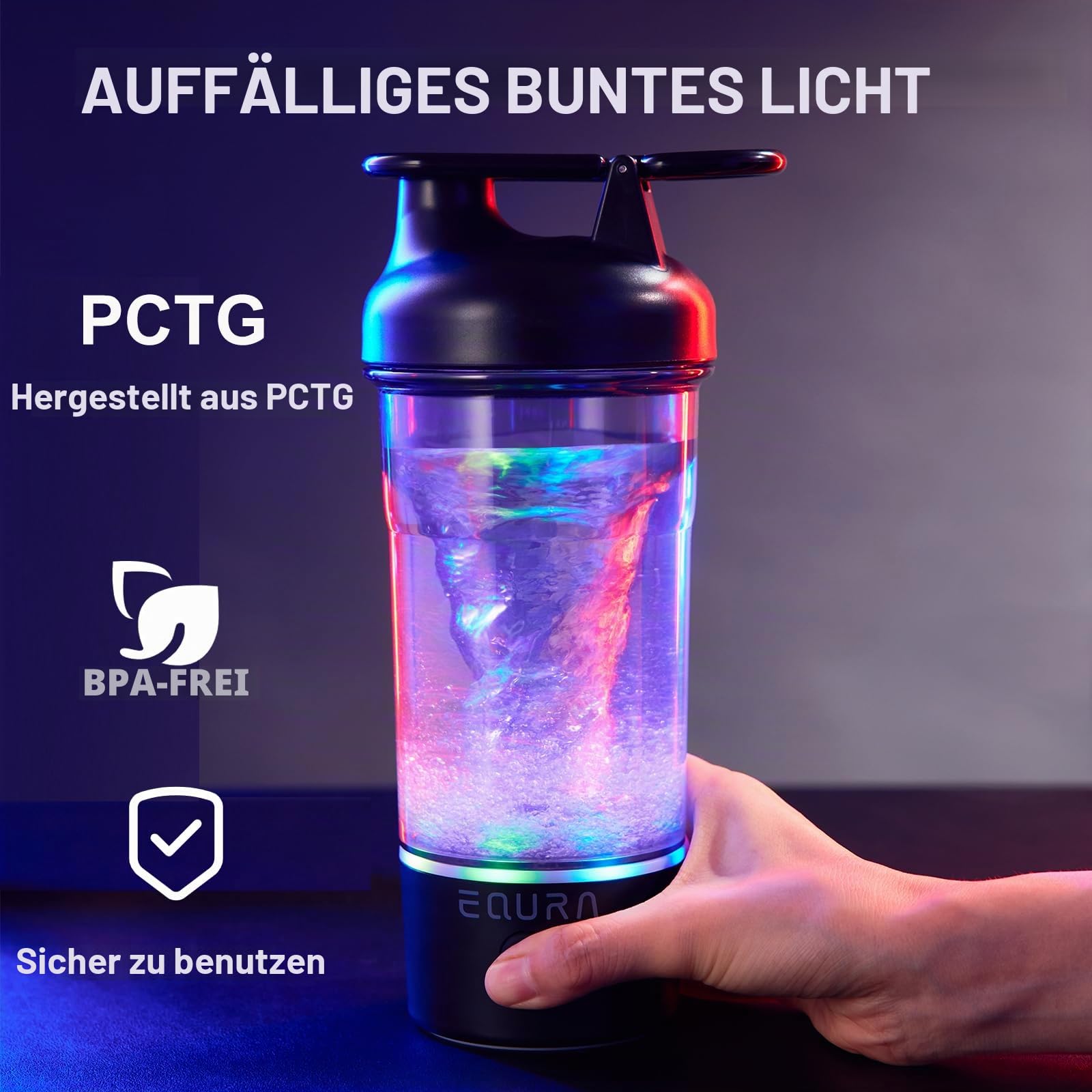 Elektrische Shaker-Flasche, 750 ml Proteinmischungsflasche, tragbar, wiederaufladbar, Pulsfunktion, BPA-frei, bunte helle Basis (Rosa)