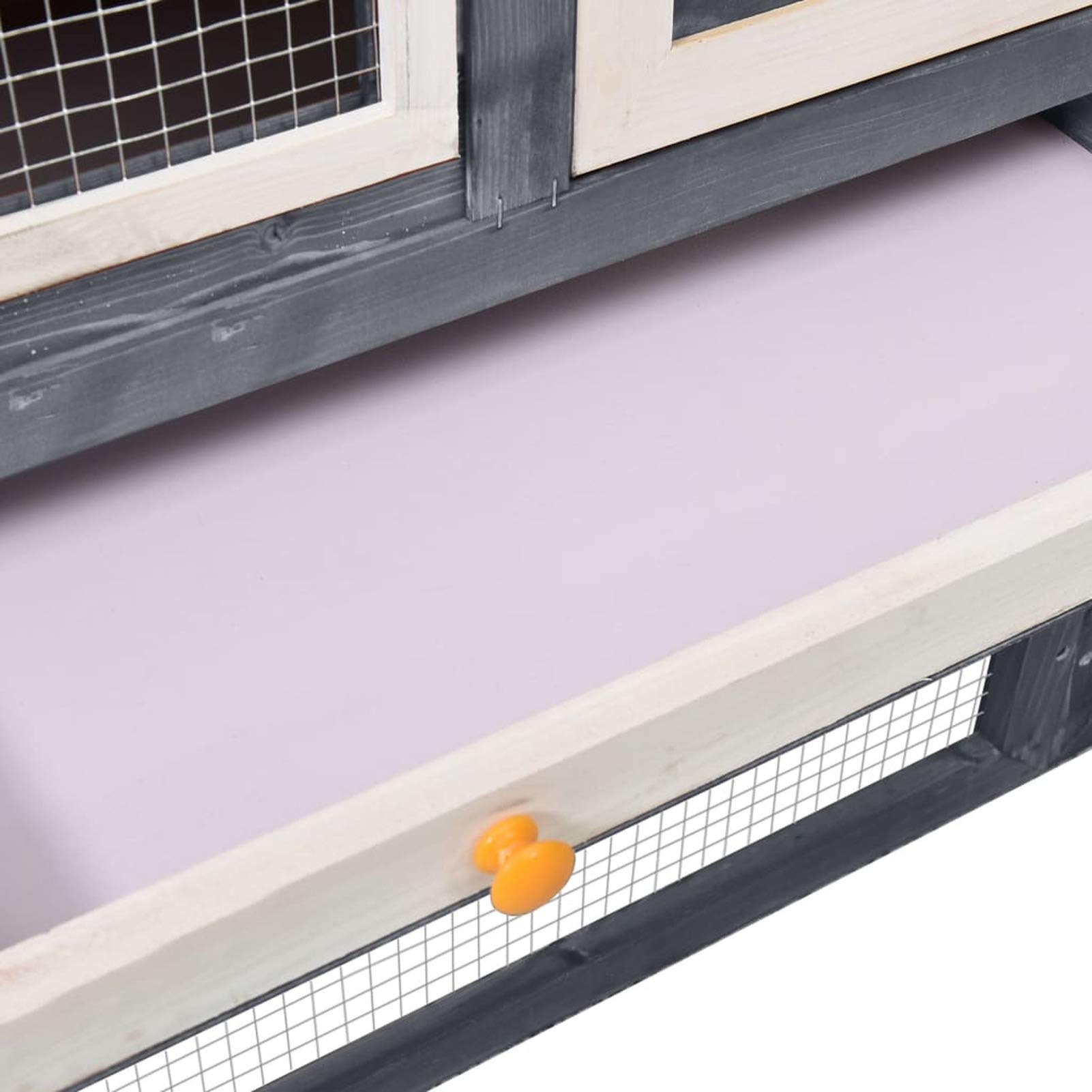 Conejera, SHUJING Jaula Cobaya, Jaulas para Conejos, Jaula Hamster, Casa Conejo, Casita Conejo, Nido Conejo, de Madera Maciza de Abeto Gris y Blanco 140x63x120 cm
