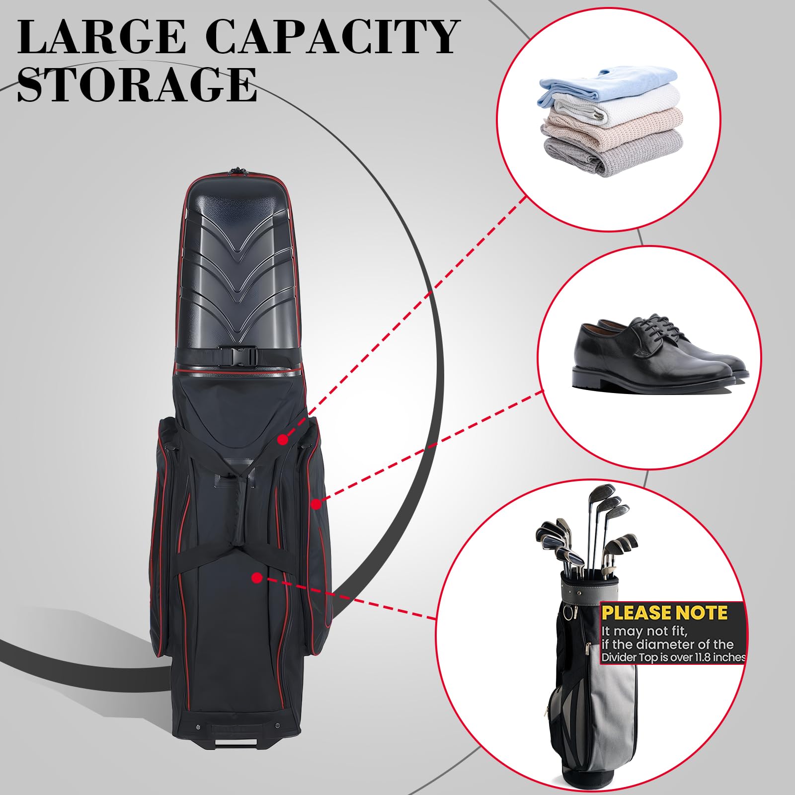 Yamato Grand sac de voyage de golf à coque rigide avec roues et serrure TSA