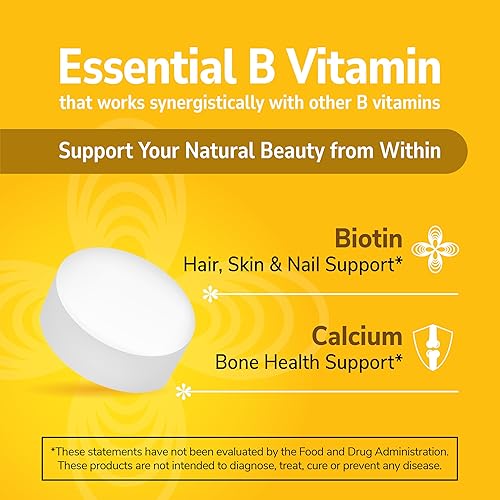 Miniatura 2 de 21st Century Biotina - Tabletas de 10,000 mcg (360 unidades), suplemento de biotina de alta potencia, apoya la salud del cabello, la piel y las