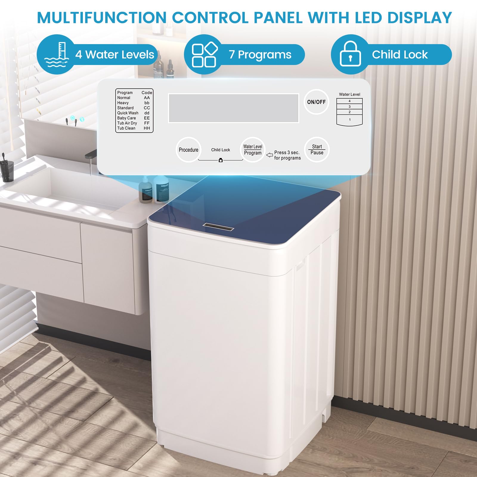 Zynkez 18lbs Portable Washing Machine, Fully Automatic Washing