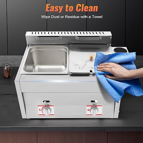 Miniatura 6 de Freidora de gas comercial de 6 litros, freidora de gas de doble tanque de acero inoxidable, freidora de gas de encimera con 2 canastas, para