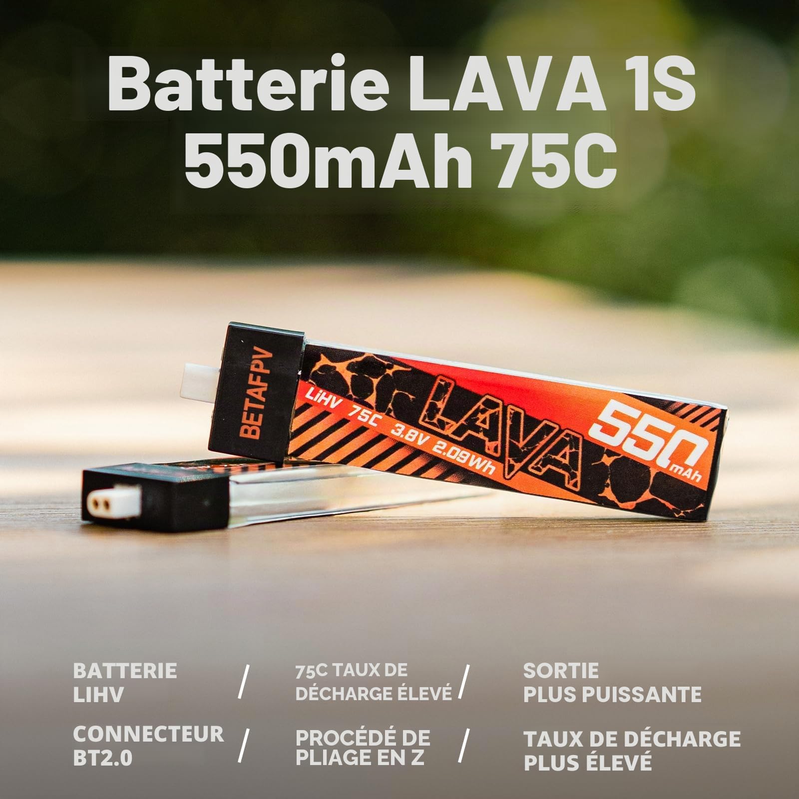 BETAFPV 4pcs Lava 550mAh 1S 3.8V LiHV 75C FPV LiPo Battery with BT2.0 Port for 1-2S FPV Tiny Whoop Drone Quadcopter Such as Meteor75, Meteor75 Pro, Cetus Pro 1S Brushless Drones, Cetus X 2S Quad