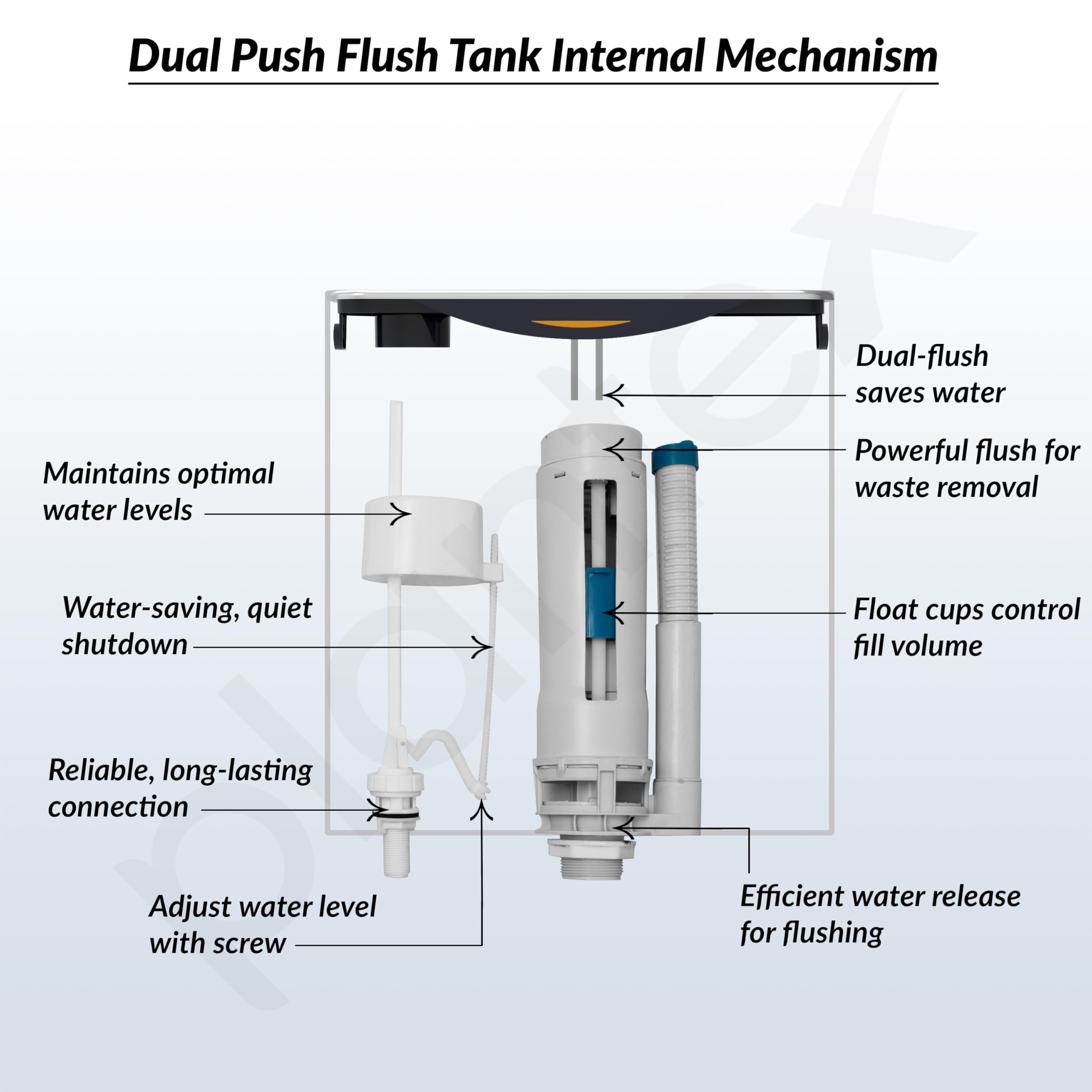 Plantex Flush Tank for Toilet with 10 Ltr Water Capacity/Dual Flushing Cistern for Bathroom/Polypropylene Toilet Flush Tank - Pack of 1 (Boss, Navy Blue & White) 3