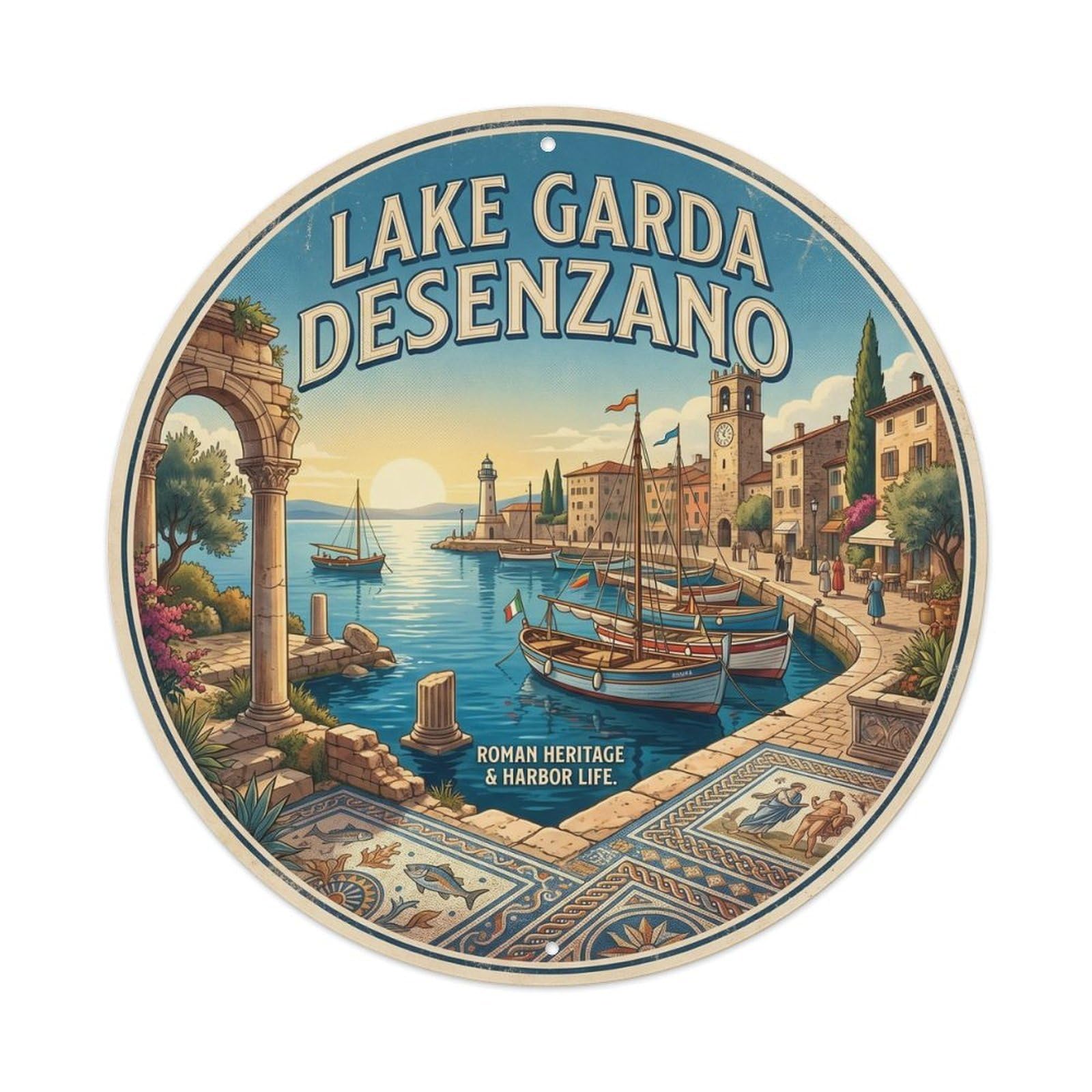 Desenzano Lake Garda Italy City Landmark Travel Retro Metal Tin Sign