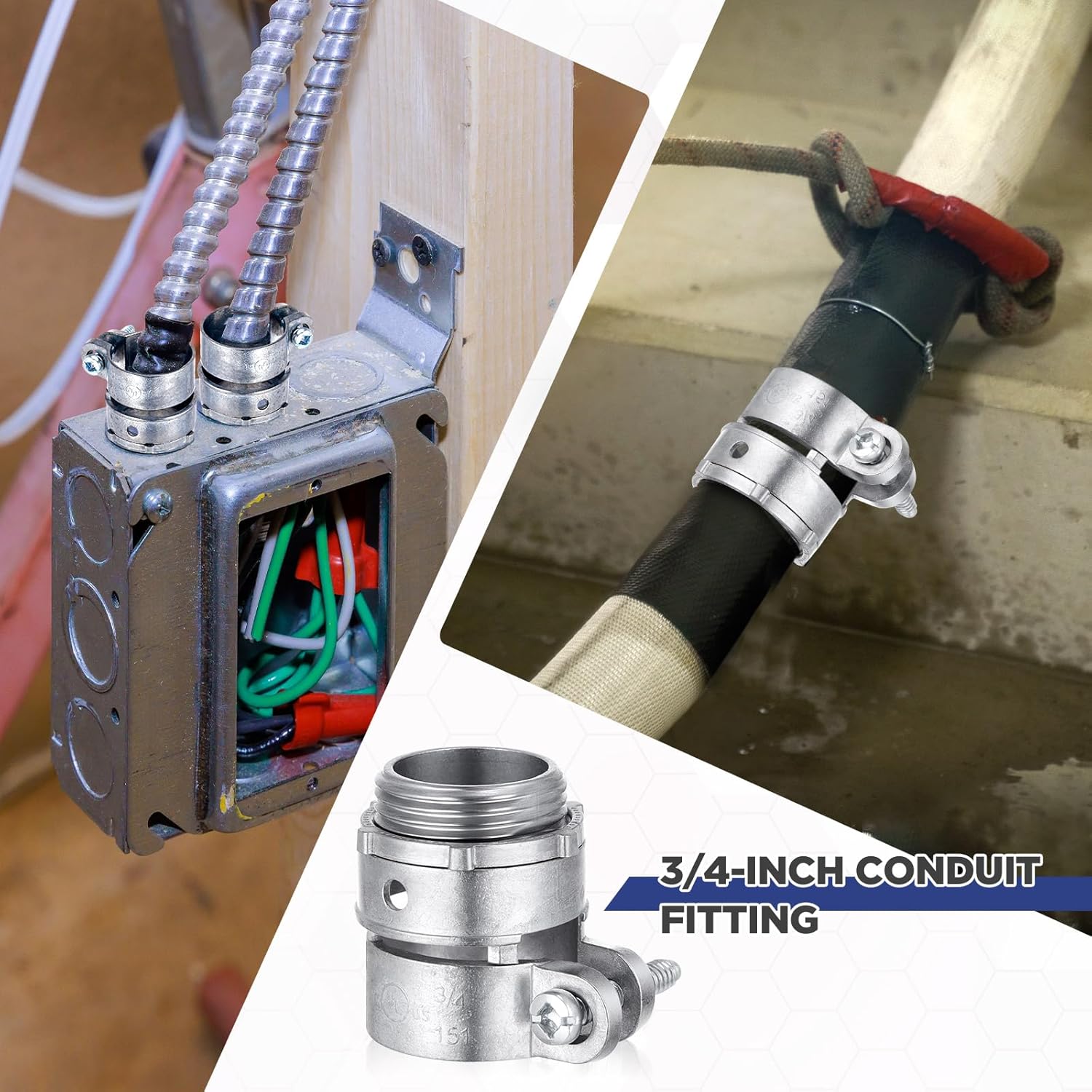 Yaocom 20 Pack 3/4-Inch Squeeze Connectors Fittings FMC Flexible Metal Conduit Squeeze Box Cable Connectors for EMT Electrical Conduit Fittings