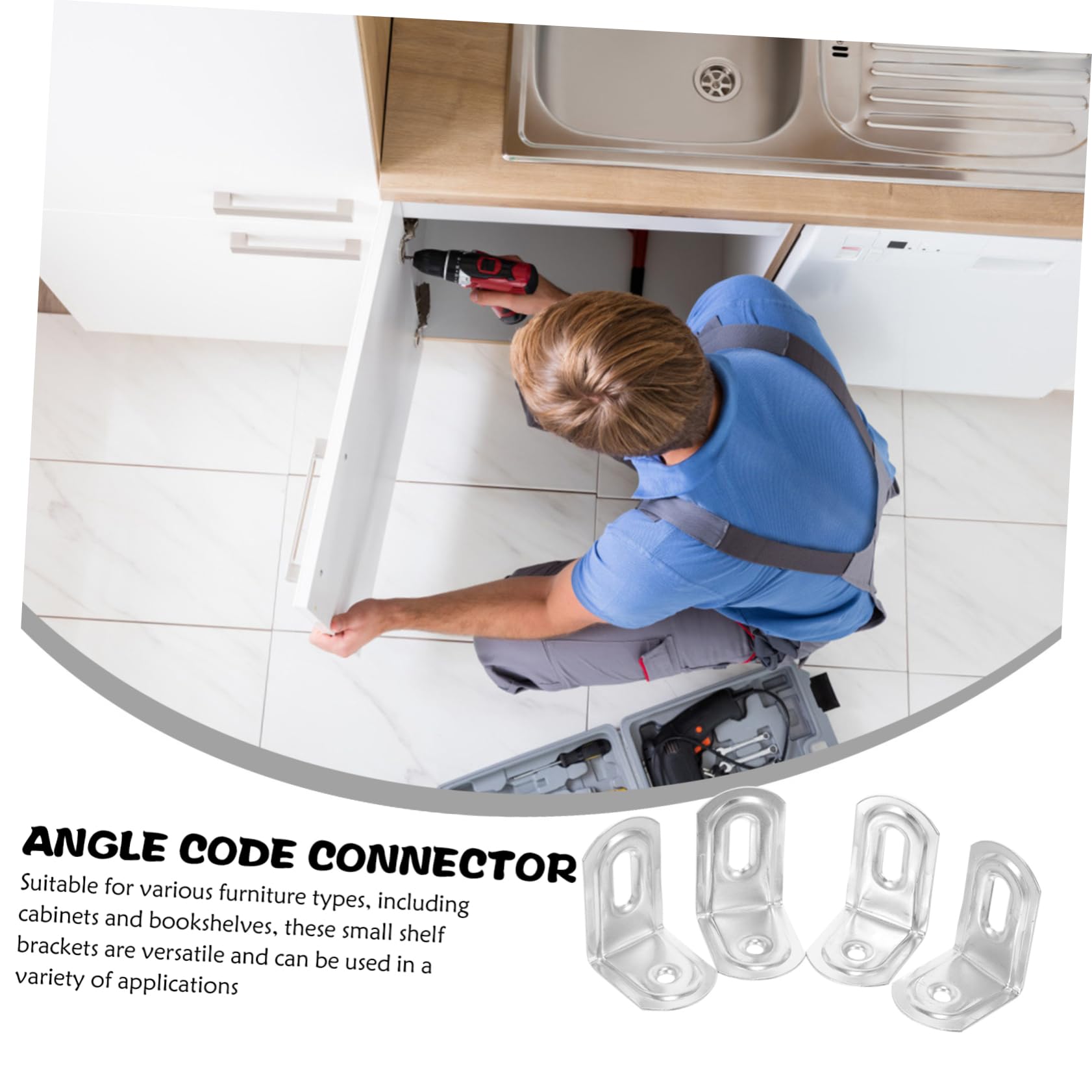 KICHOUSE Metal l Brackets for Shelves 90° Round Corner Brackets 10pcs Set for Furniture