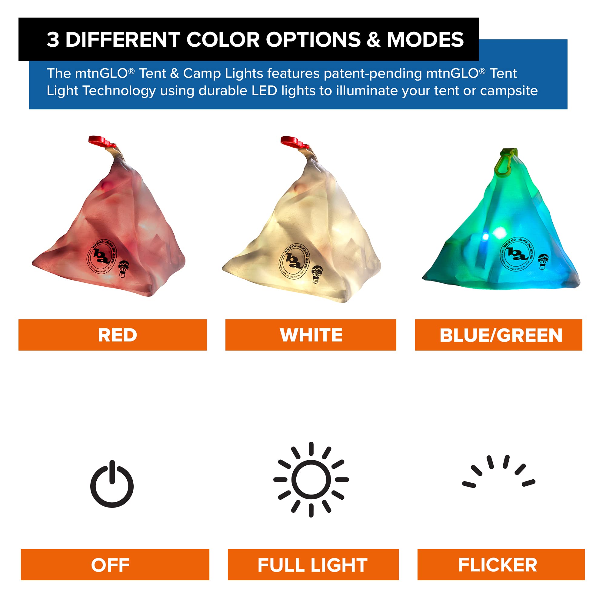 Big Agnes Inc Big Agnes Mtnglo Zelt und Campingleuchte, Weiß Campinglicht, Einheitsgröße