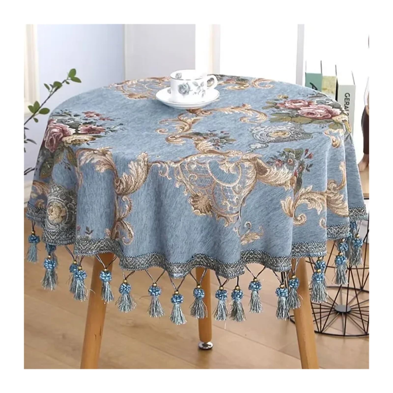 L6NqIAG Vintage Lace Tablecloth Round & Rectangular Tablecloth with Tassels, Coffee Table and Bedside Cover Cloth(Color5,110x160cm rectangle)