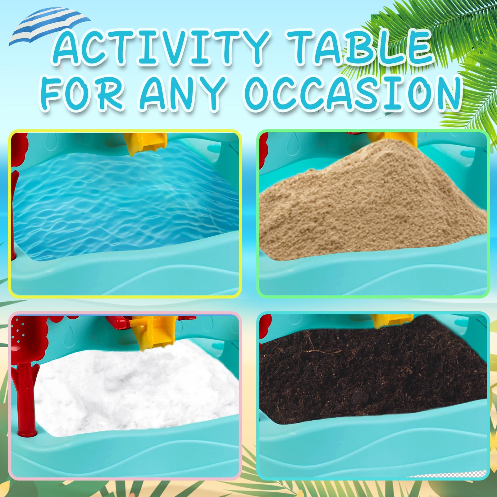 Cherubfunz Mesa de Agua y Laberinto de Cascada 2-en-1 Juegos Sensoriales para Niños Pequeños Exterior con Moldes de Playa