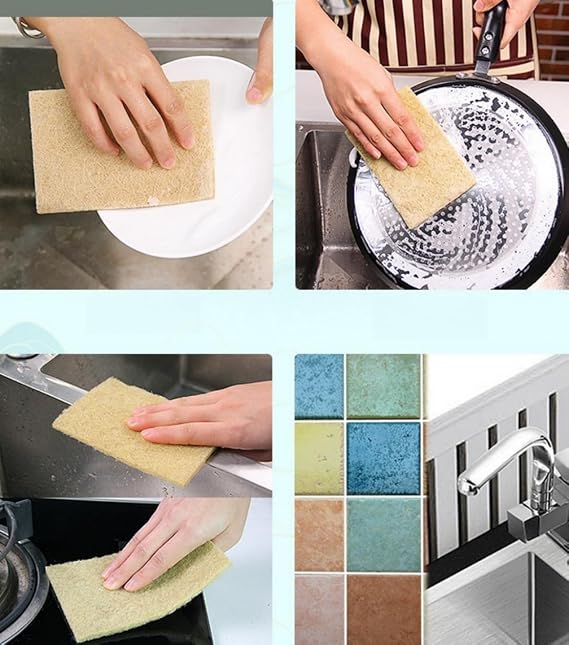 Biodegradable Scrubbing Pads for Dishes - Fiber Scrub Pads for Dishes - Non Scratch Scouring Pads for Pots and Pans-dishcloths-Dish Cloths That Don't Smell-Sponge Dish Scrub Brush