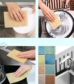Biodegradable Scrubbing Pads for Dishes - Fiber Scrub Pads for Dishes - Non Scratch Scouring Pads for Pots and Pans-dishcloths-Dish Cloths That Don't Smell-Sponge Dish Scrub Brush