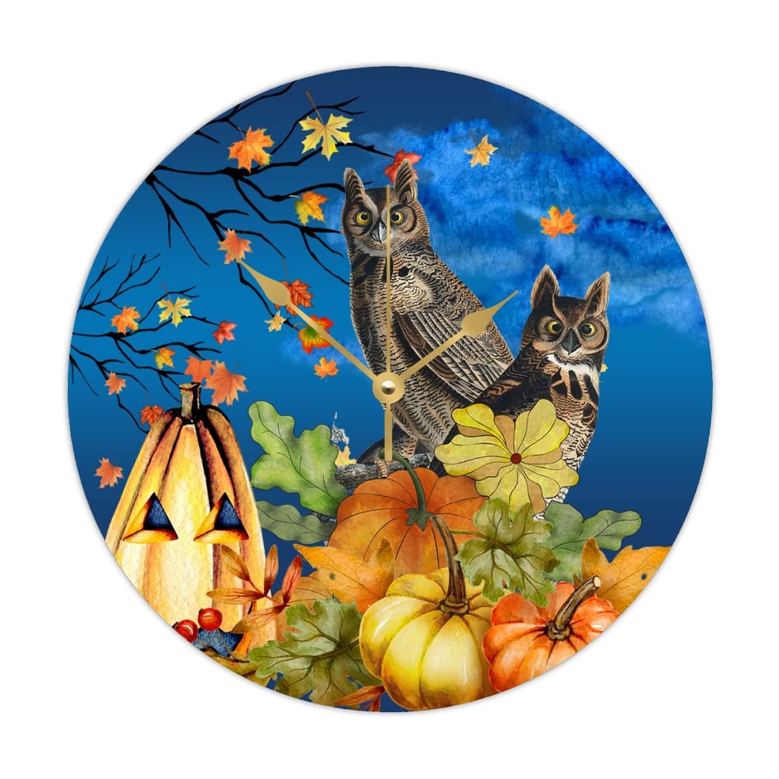 Horloge de ferme silencieuse en bois sans tic-tac Halloween