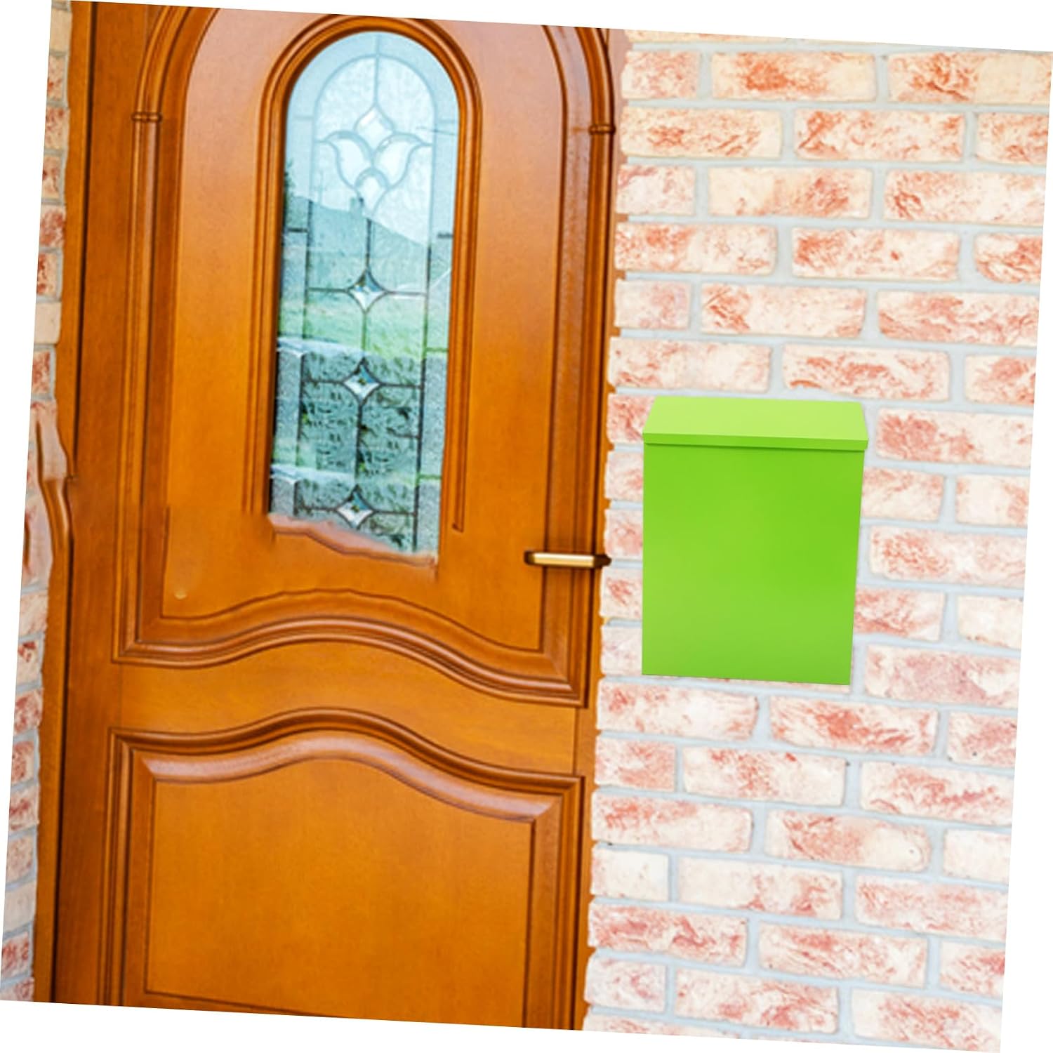 PRETYZOOM Wall Mount Locking Mailbox Iron Letter Box with Lock Vintage Green Outdoor Wall-Mounted Suggestion Box for Home and Garden