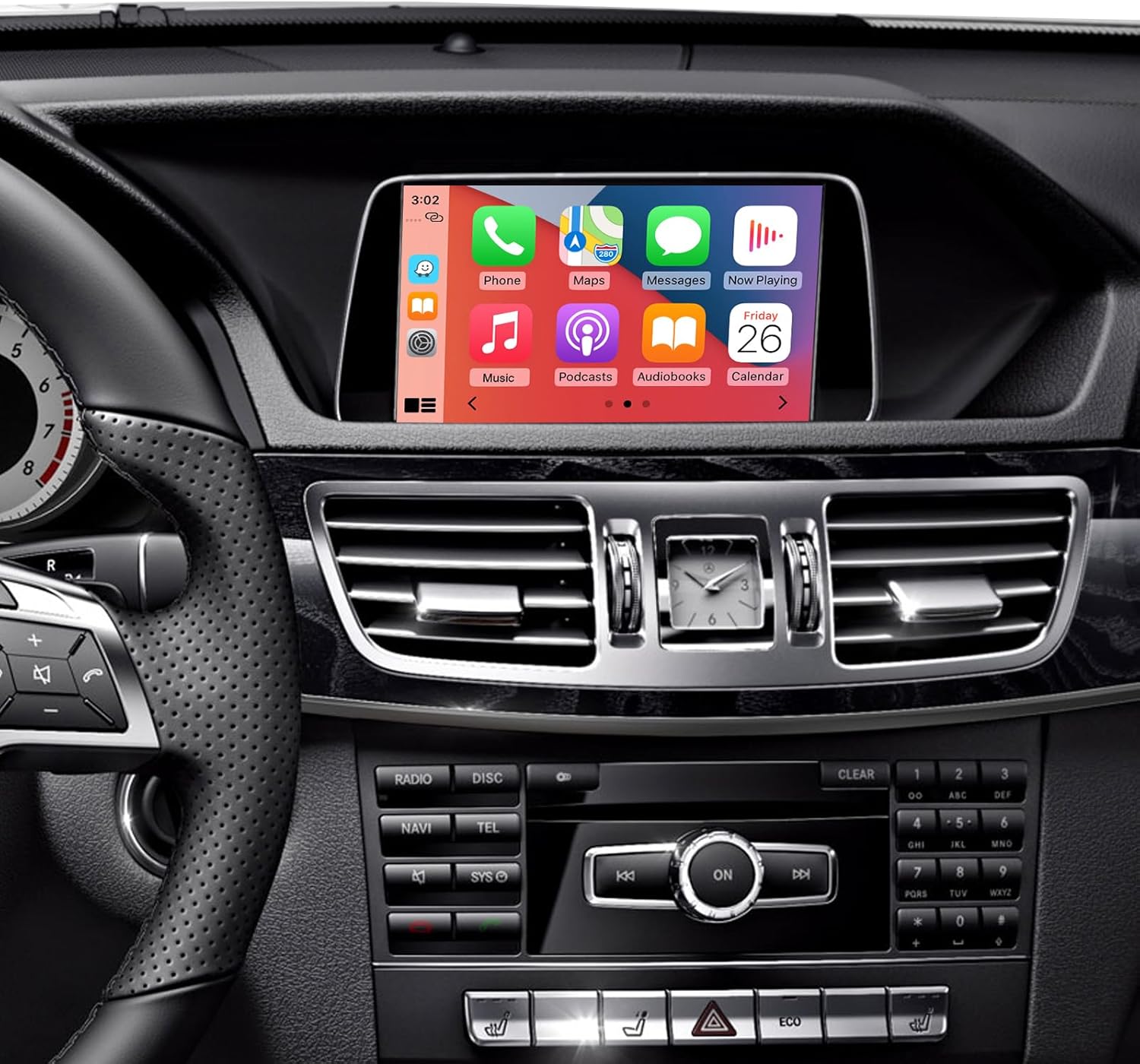 Road Top Wireless Carplay Android Auto Retrofit Kit Decoder for Mercedes Benz E Class W212 E Coupe 2012-2015 Year NTG4.5/4.7, Support Mirrorlink, Camera, Original Car Knob Control