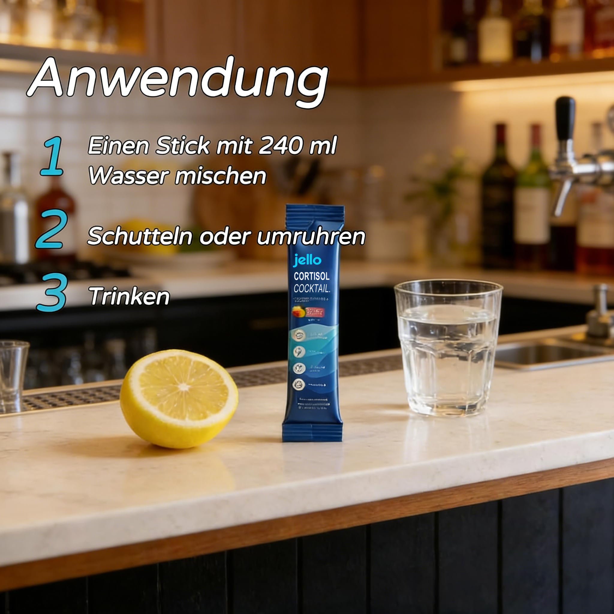 Jello Cortisol Cocktail Pulver, 20 Stück Cortisol Senken Pulver zum Abnehmen, Supercalm Cortisol Pulvers, Konzentration Steigern, Entspannt Bleiben & Stress Natürlich Reduzieren (2)