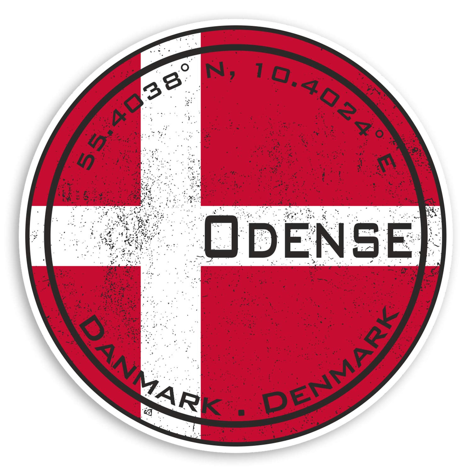 Destination Vinyl Ltd Multi 2 X 10Cm Odense Denmark Vinyl Stickers - Flag Travel Fun Sticker Luggage #20339 (10Cm Wide)