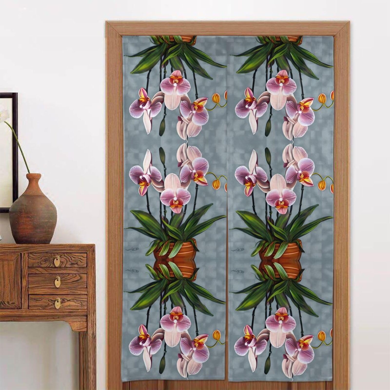 CNTDBU Blooming Orchids Door Curtain 34x56 Inch-Room Divider Panel for Privacy, Entryway Screen for Kitchen Bedroom