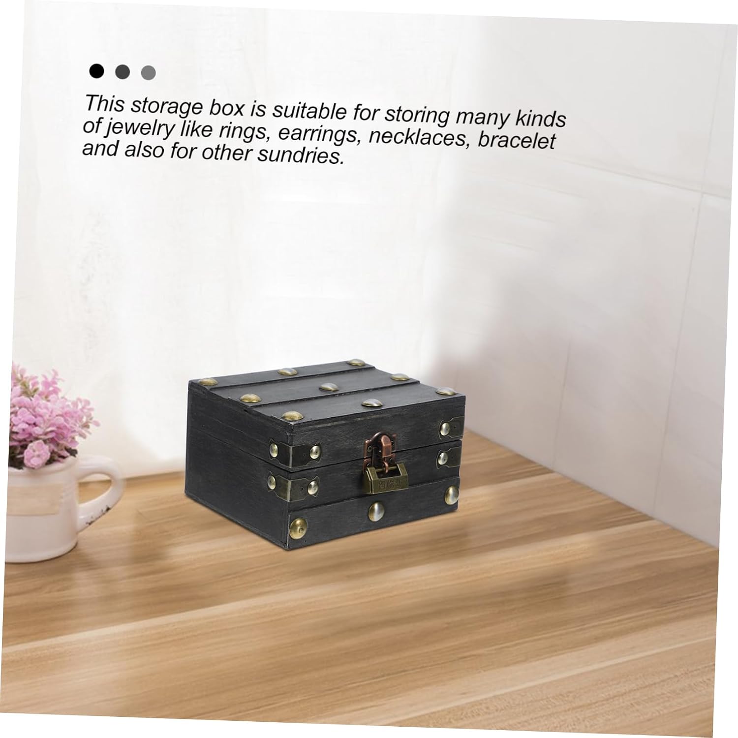 PRETYZOOM 6814a Vintage Wooden Jewelry Chest with Lock Retro Treasure Box for Keepsakes Unique Gift Packing Box for Home Decoration and Storage for Birthdays and Special Occasions