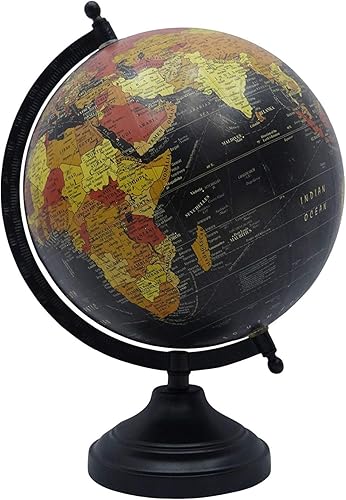 Globo giratorio de escritorio de 4.9in para decoración de mesa de geografía mundial, color negro océano perfecto para el hogar, la oficina y el