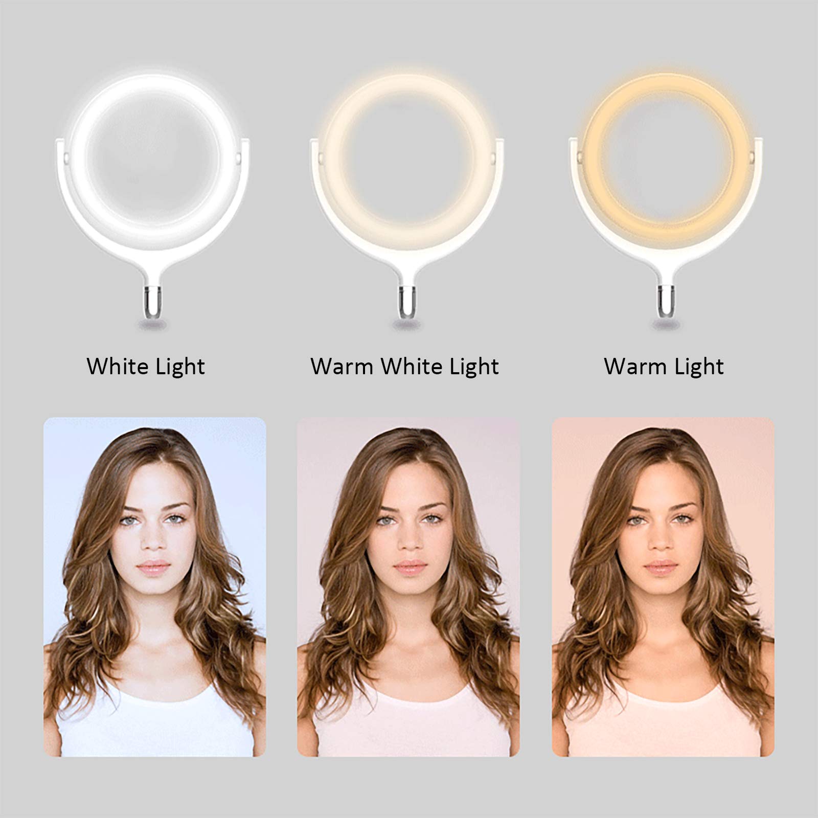 12 en selfie anillo de luz con soporte para teléfono celular, teléfono flexible Clamp, hierro placa base, el soporte de iluminación ajustable para la fotografía de vídeo en vivo y maquillaje,Negro