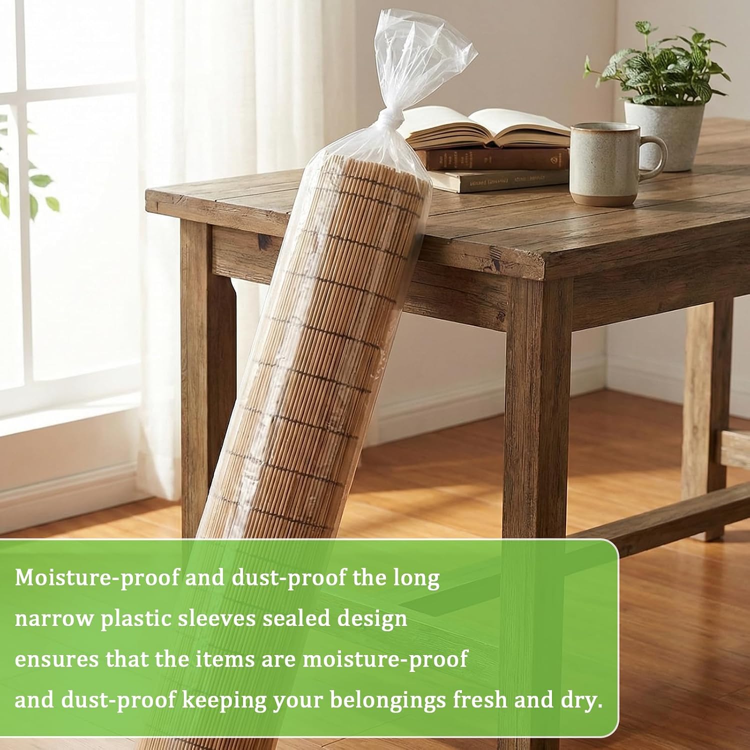 100-Pack Flat Open 6x50 Inch Extra Long Plastic Sleeves, Narrow Poster Bags, Plastic Blueprint Bags Waterproof Tube for Storage Clear Unsealed