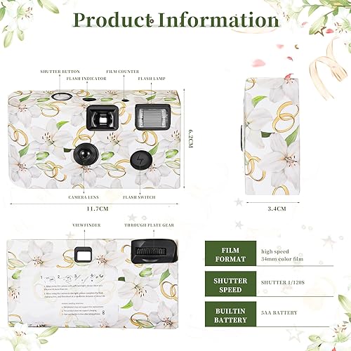 Miniatura 8 de Zhengmy Paquete de 10 cámaras desechables a granel para bodas, cámaras de un solo uso de 1.339 in a granel con flash una vez para reuniones de boda