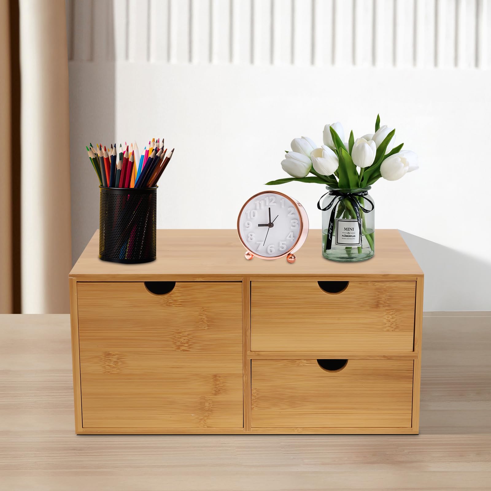 Organisateur de bureau en bois - Grande capacité - Organiseur de bureau DIY - Rangement de fichiers - Boîte de rangement pour la maison (type 3)