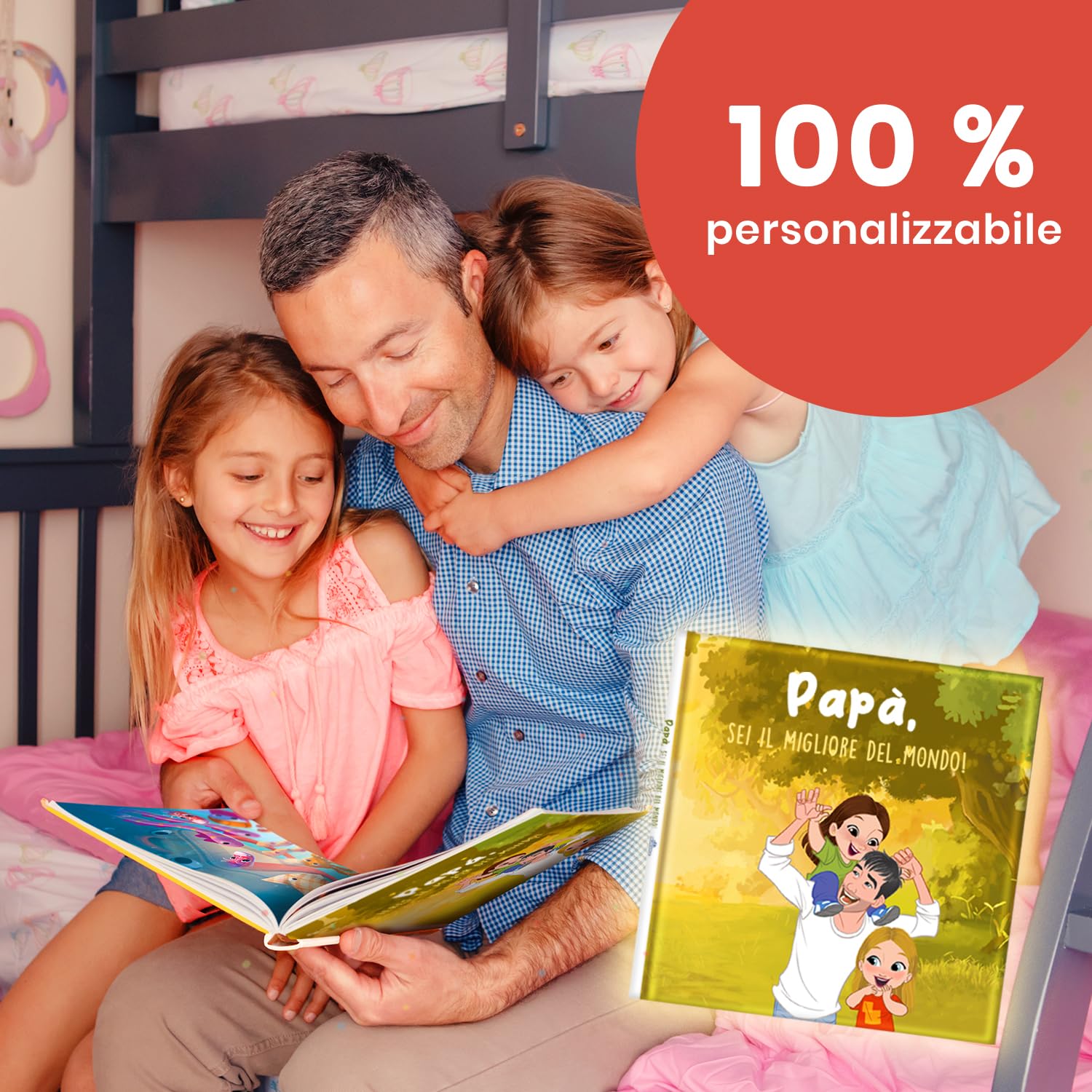 ETIKIDS Libro personalizzato per papà. Libro personalizzato con avatar. Papà, sii il più grande del mondo! Regalo originale per la festa del papà o per il compleanno. Da 4 a 7 anni