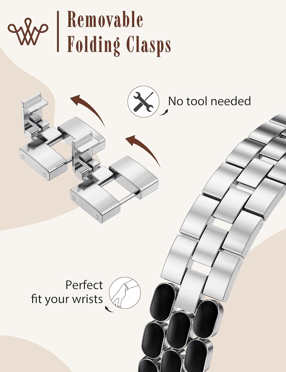 Wearlizer Metal Band Compatible with Apple Watch Bands for Women 40/38/41/42/44/45/46/49mm, Enamel Stainless Steel Strap for iWatch Series 11-1 SE/Ultra