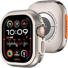Amizee Metal Case for Apple Watch Ultra 4/3/2/1 49mm with Back Cover, Titan