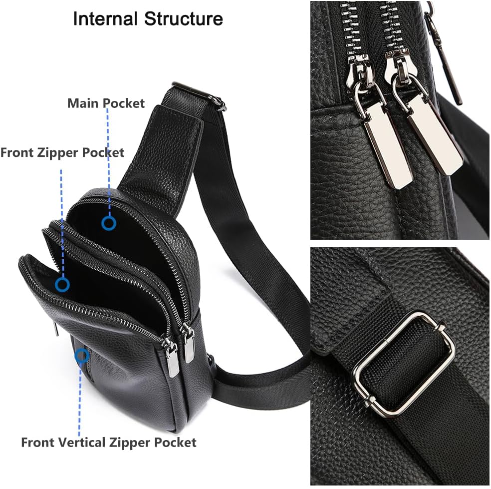 Sireck Crossbody Bag,Cross Body Fanny Packs for Men Women Trendy,Black Small Sling Phone Chest Bag for Workout Running