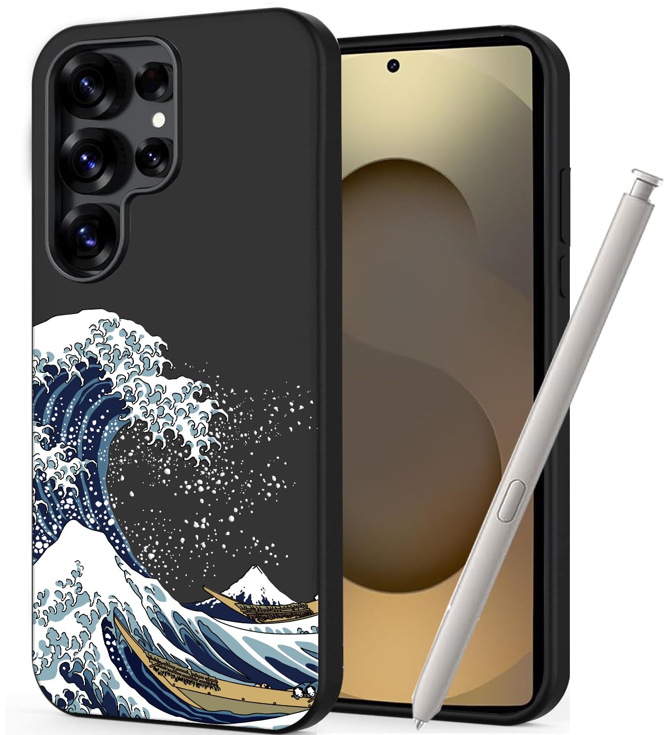 Unov Case Compatible with Galaxy S25 Ultra (2025) 5G Case with Design Soft TPU Shock Absorption Slim Embossed Pattern Protective (Great Wave)