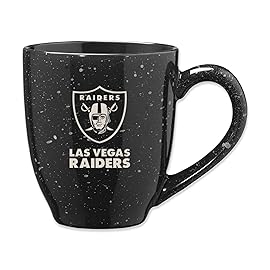 Rico Industries NFL Football Las Vegas Raiders Raider Nation 16 oz Team Color Laser Engraved Speckled Ceramic Coffee Mug