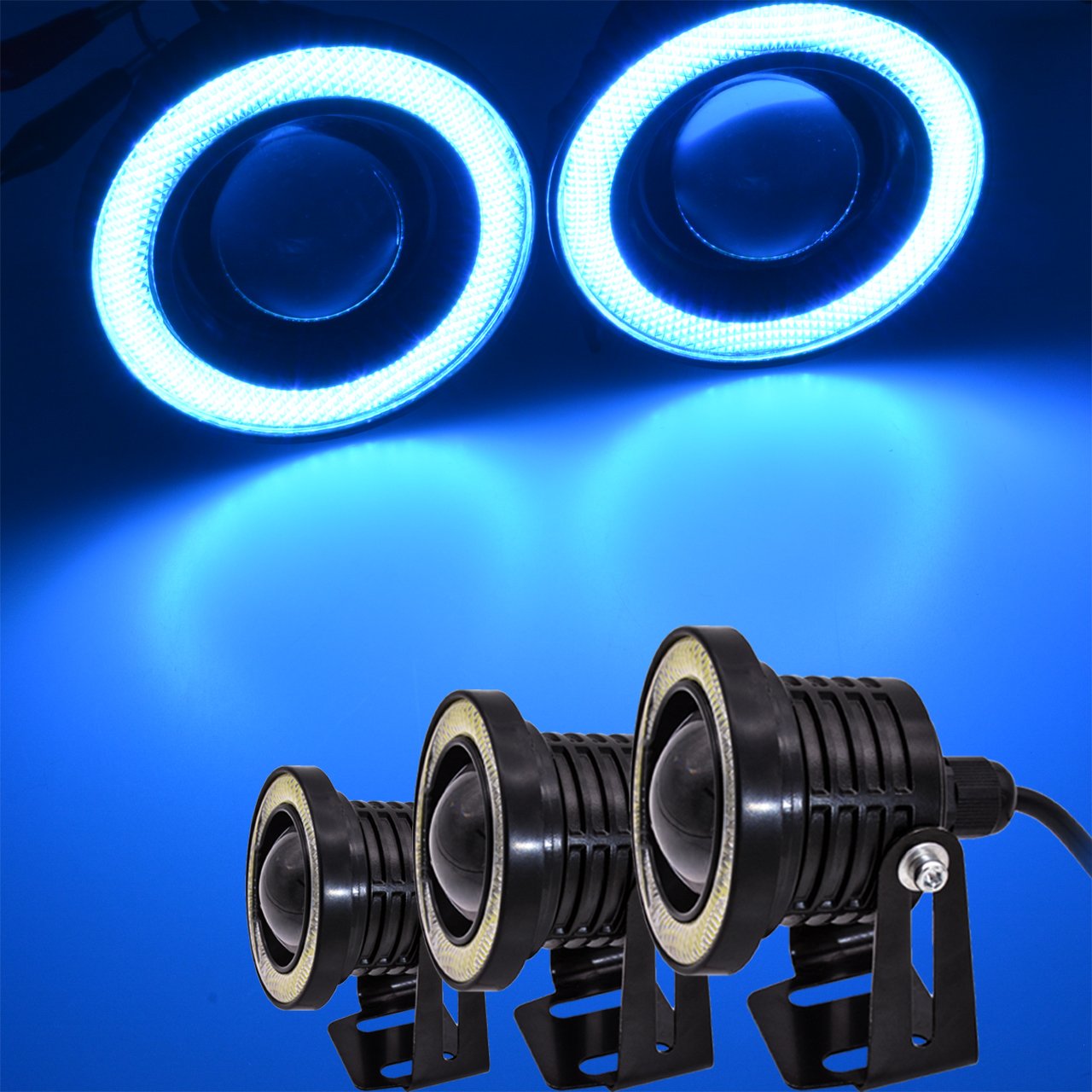 Amazon | TUINCYN 3.5インチLEDフォグライトアイスブルーCOBヘイロー 