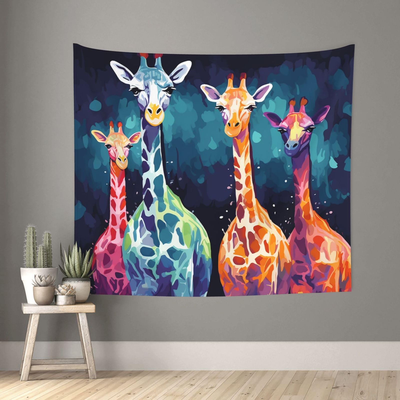 FodPand Colorful Giraffe Fans Lovers Tapestry for Bedroom Aesthetic, Wall Hanging Tapestries Art Decor Backdrop Wall Tapestry for Dorm Living Room Funny Poster Party Banner Background 51" X 60"