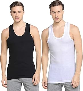 Dixcy Scott Originals Men 100% Combed Cotton with Ribbed Body-Grip Fabric White Vest (Pack of 2) (Assorted) Price In India